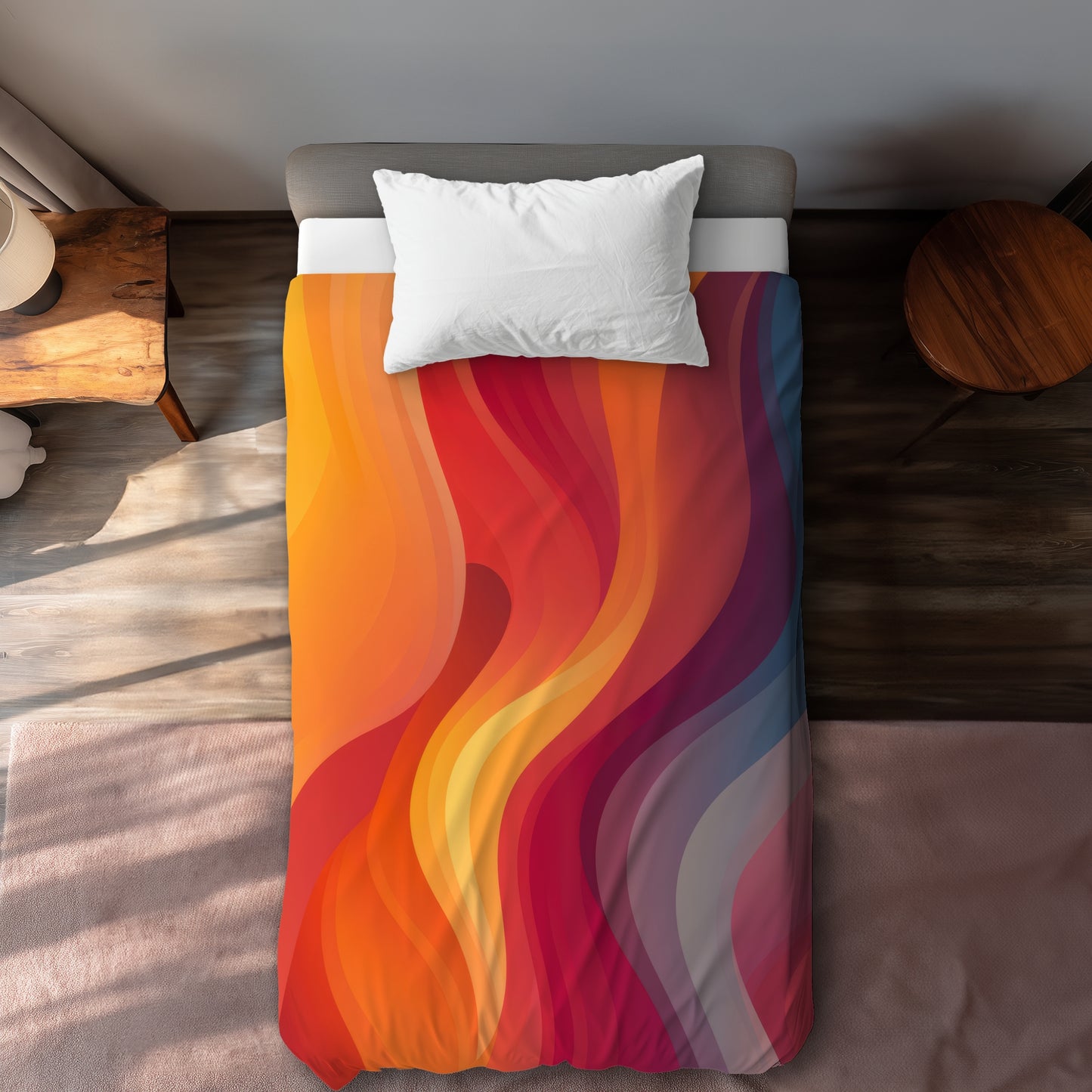Sunlit Fog Orange Duvet Cover - Stylish Home Decor Accent