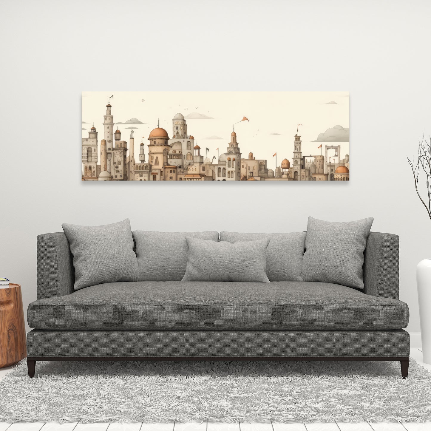 The Old Town - Brown Canvas Art for Home Decor | Stylish Wall Art