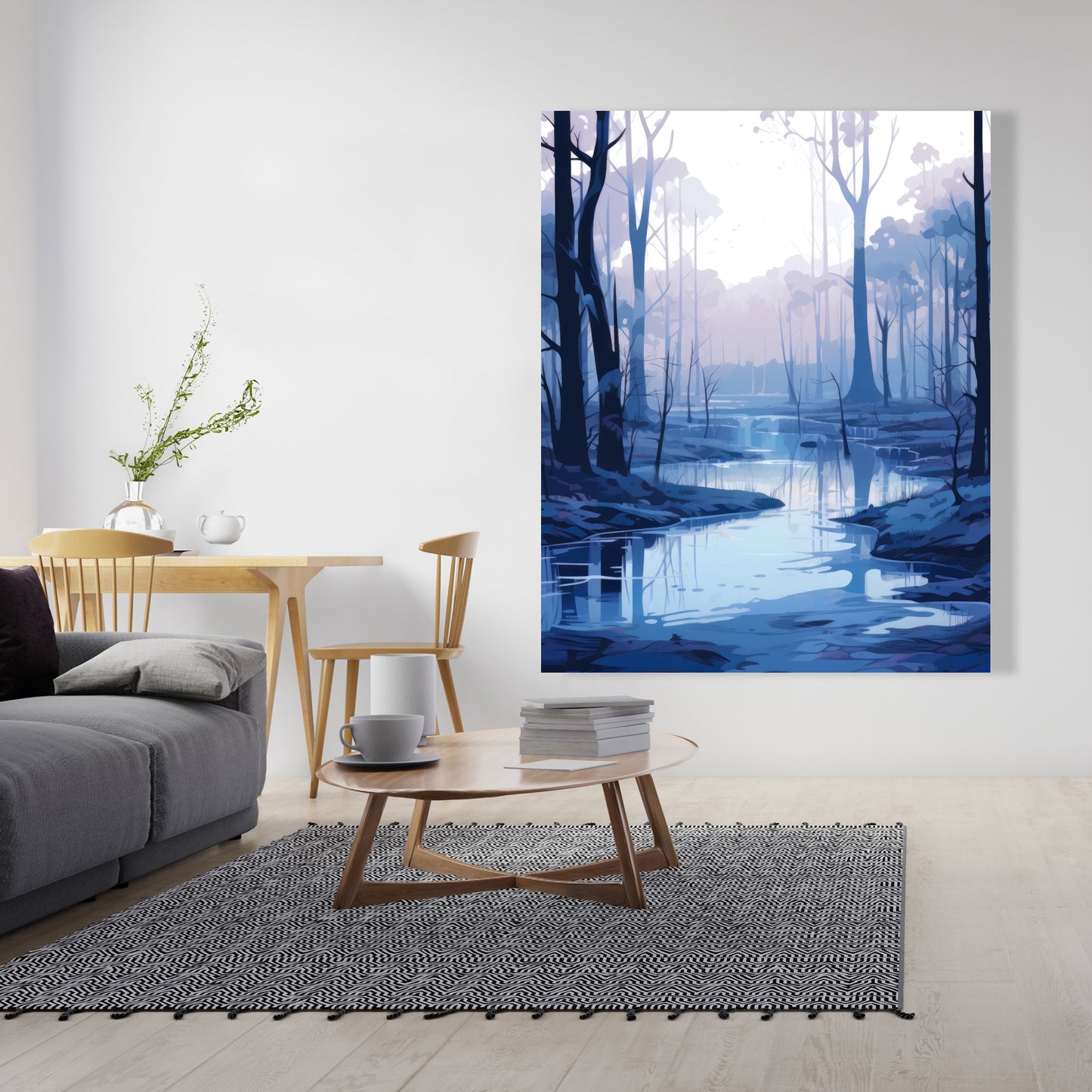 Cold and Muddy | White Canvas Home Decor for Modern Spaces