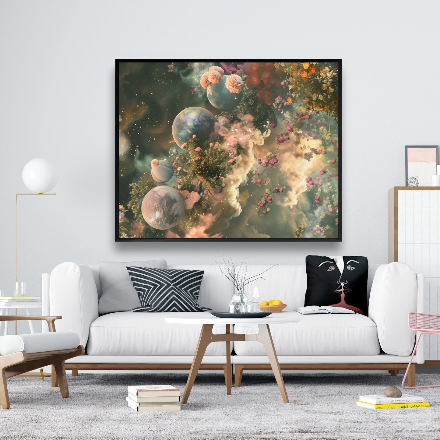 Bloom space - Framed Canvas - Print on demand