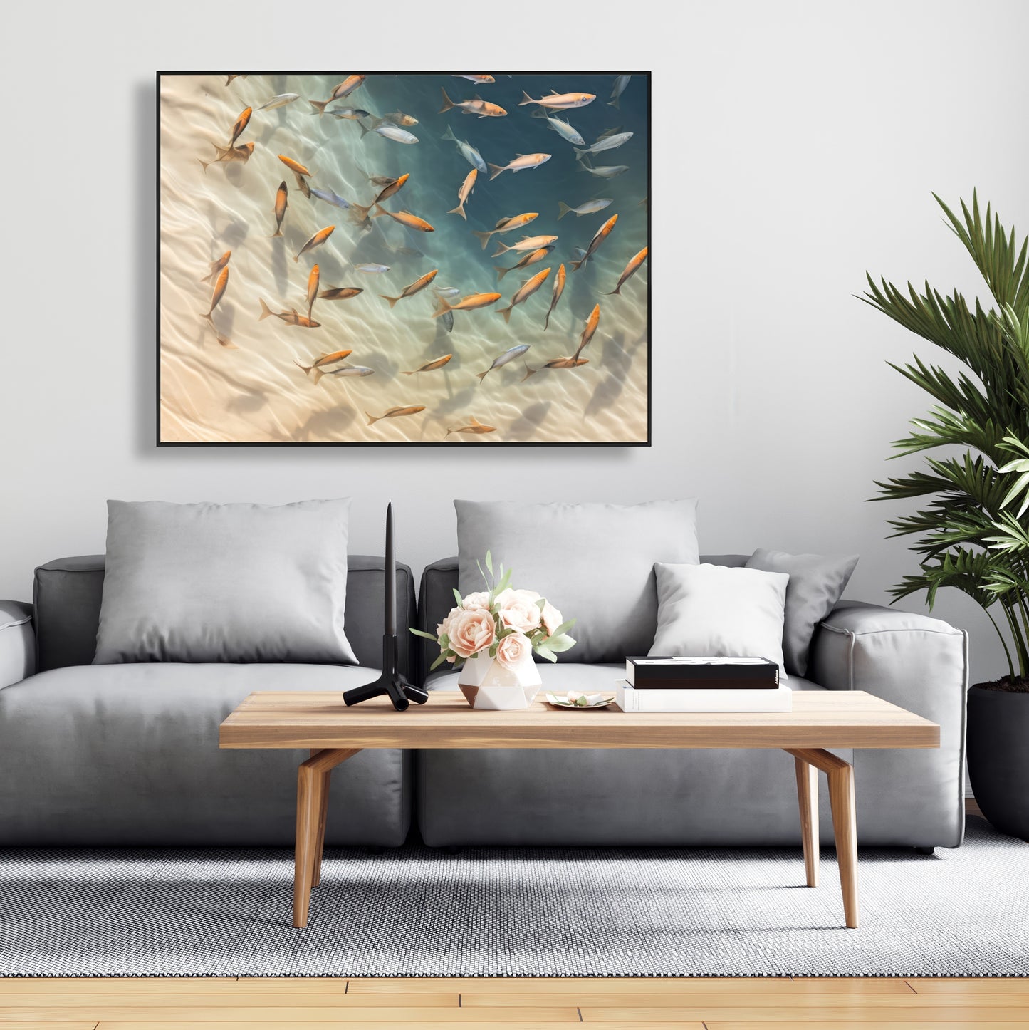 Away from the sand - Framed Canvas - Print on demand