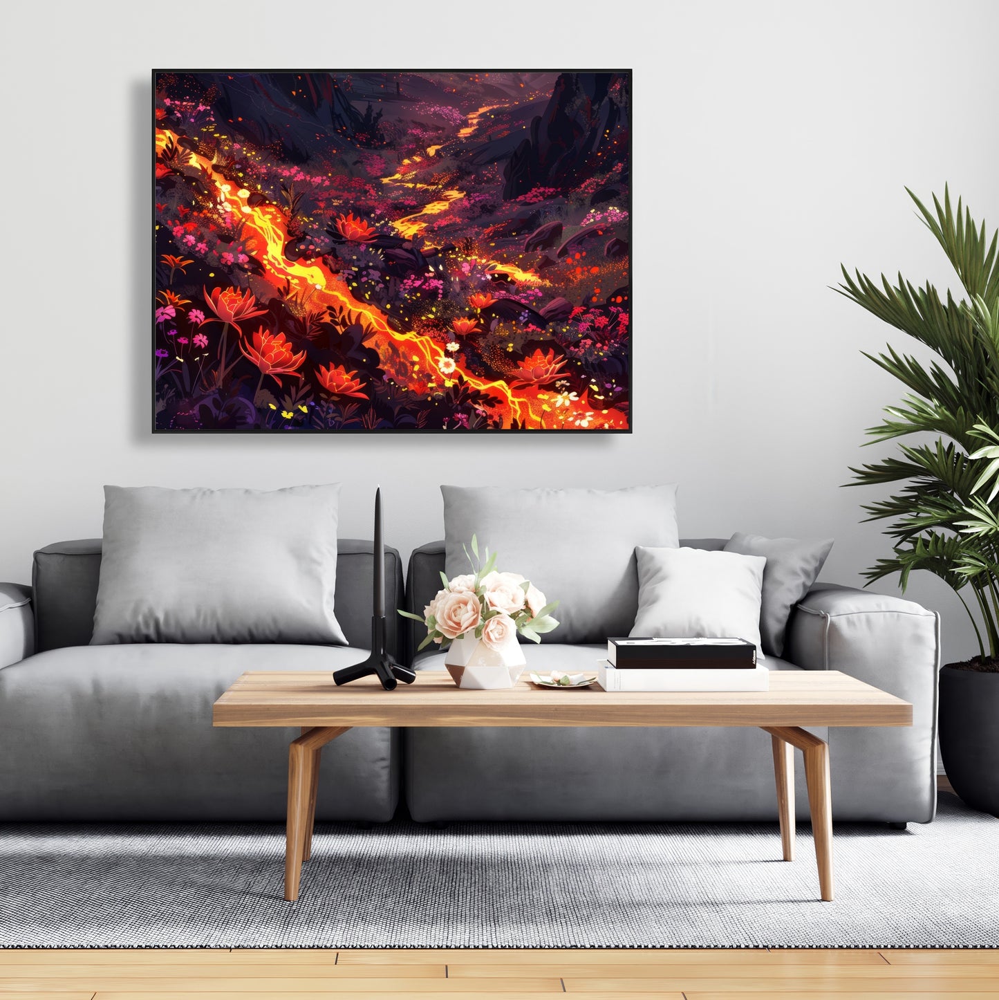 Bloom and eruption - Framed Canvas - Print on demand