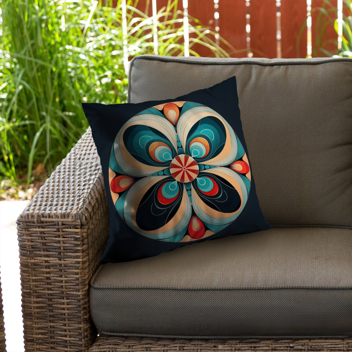 Concentric Turquoise Poly Twill Throw Pillow - Home Decor Insert