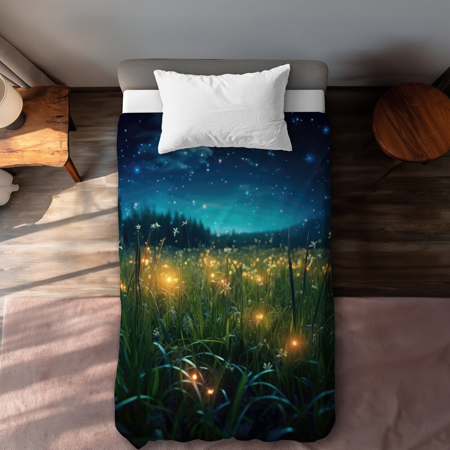 Fireflies at Night Blue Duvet Cover - Home Decor Essentials