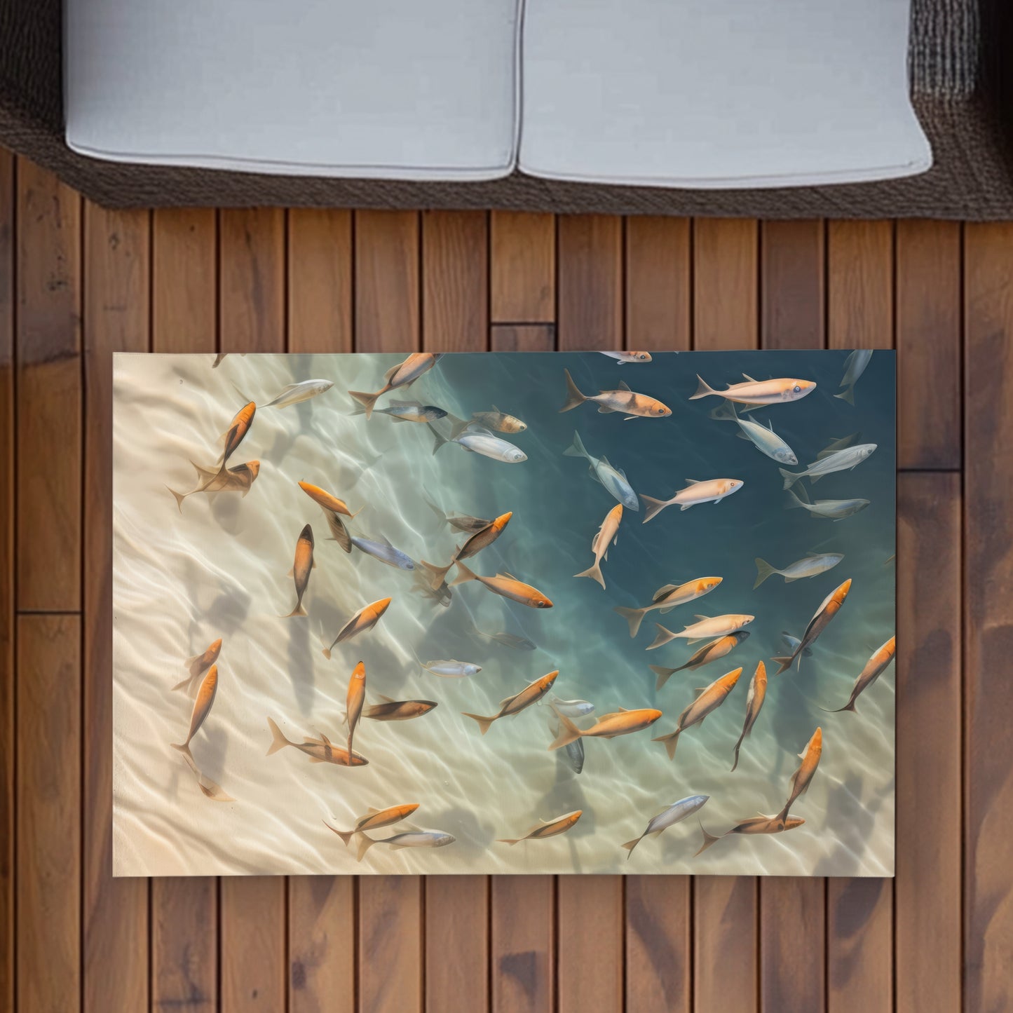 Away from the sand - Turquoise Outdoor Area Rug for Home Decor