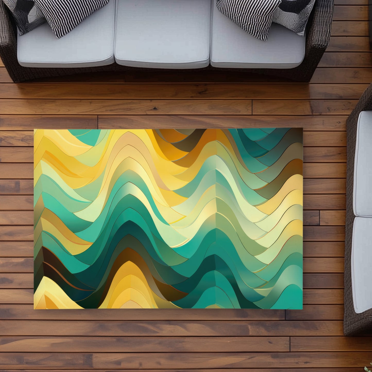 Jagged Luxury Yellow Outdoor Area Rug - Stylish Home Decor