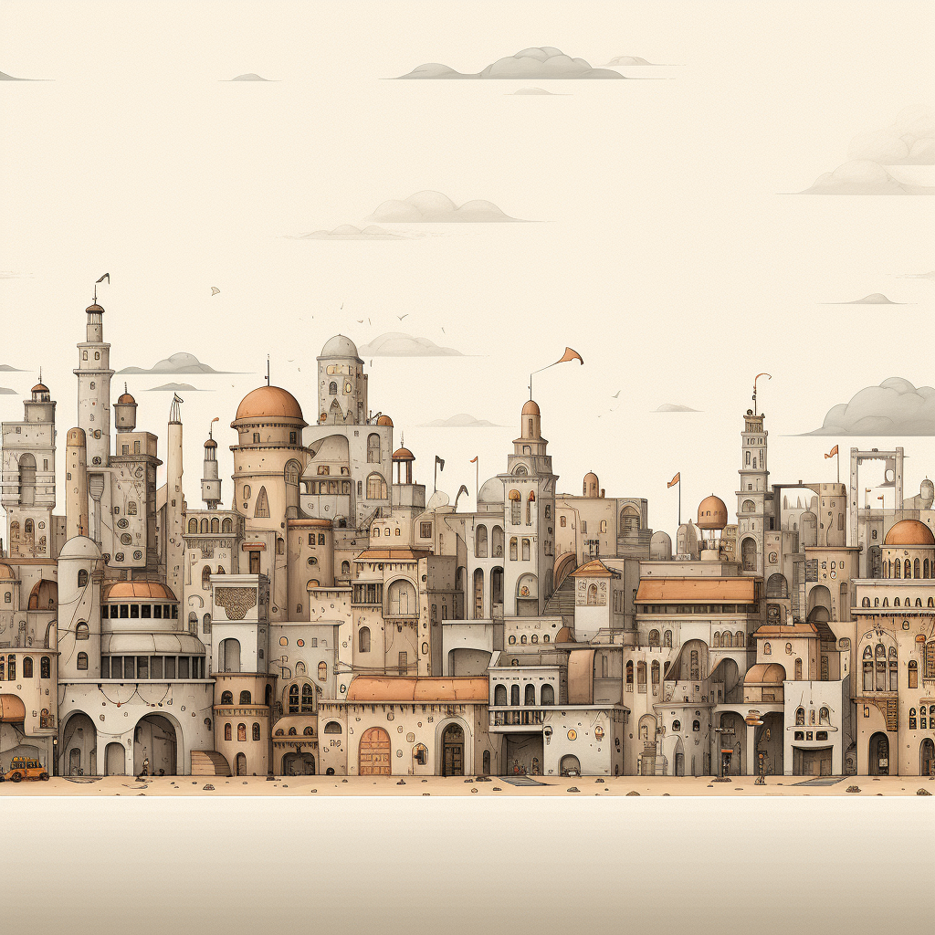 The Old Town - Beige Framed Canvas for Home Decor