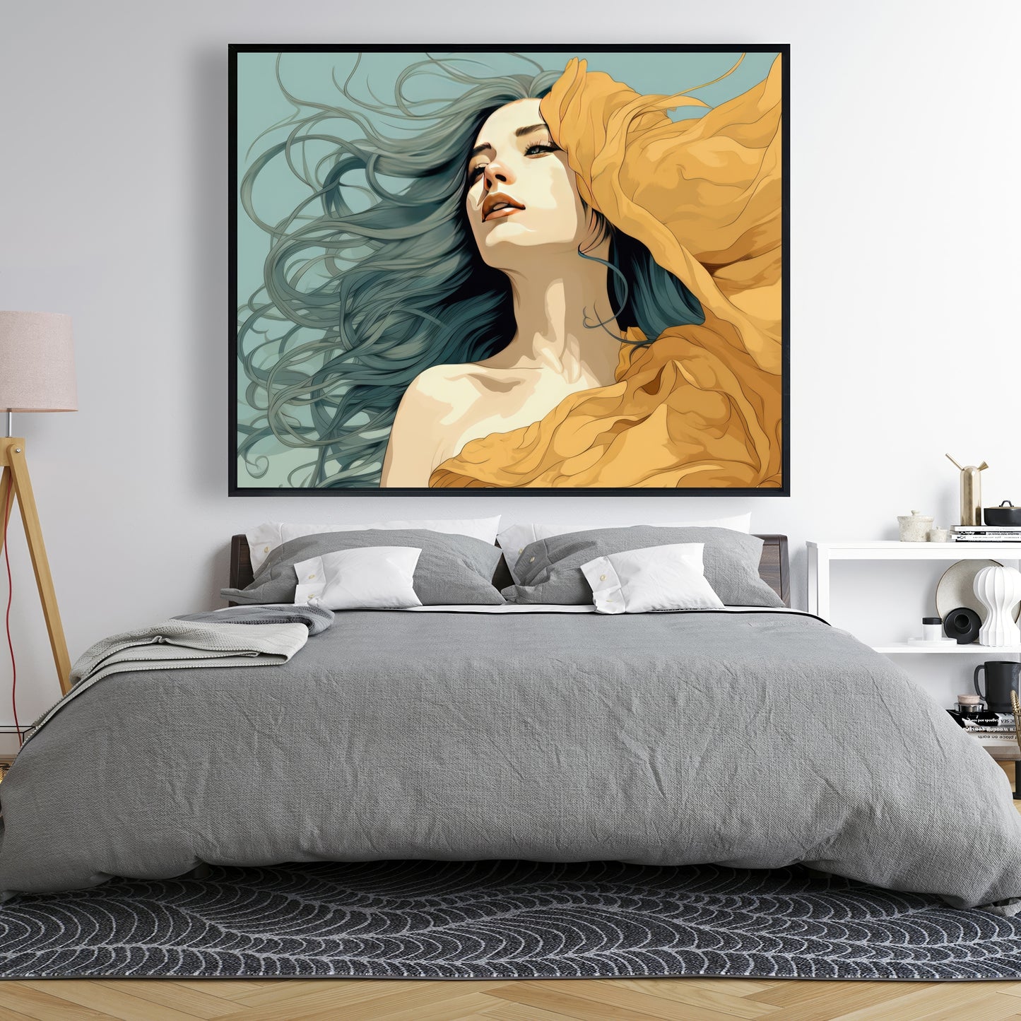 Sensual Flow - Turquoise Framed Canvas for Home Decor