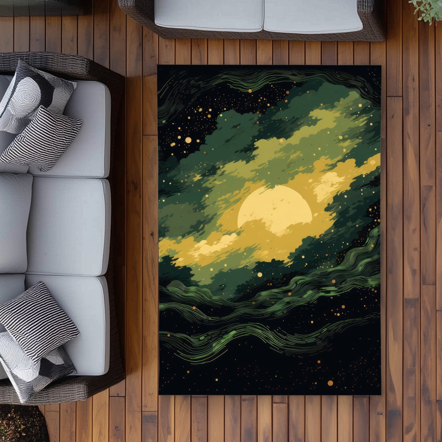 Cloudy Star Black Outdoor Area Rug | Stylish Home Decor