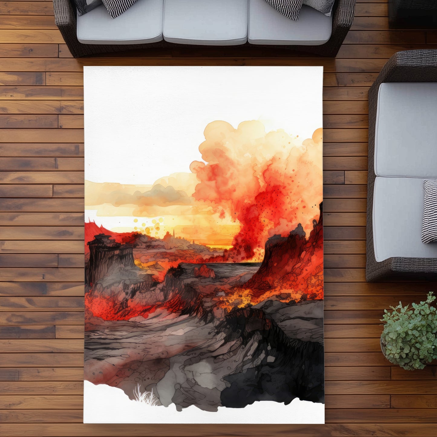 Minimalist Flow - Orange Outdoor Area Rug for Home Decor