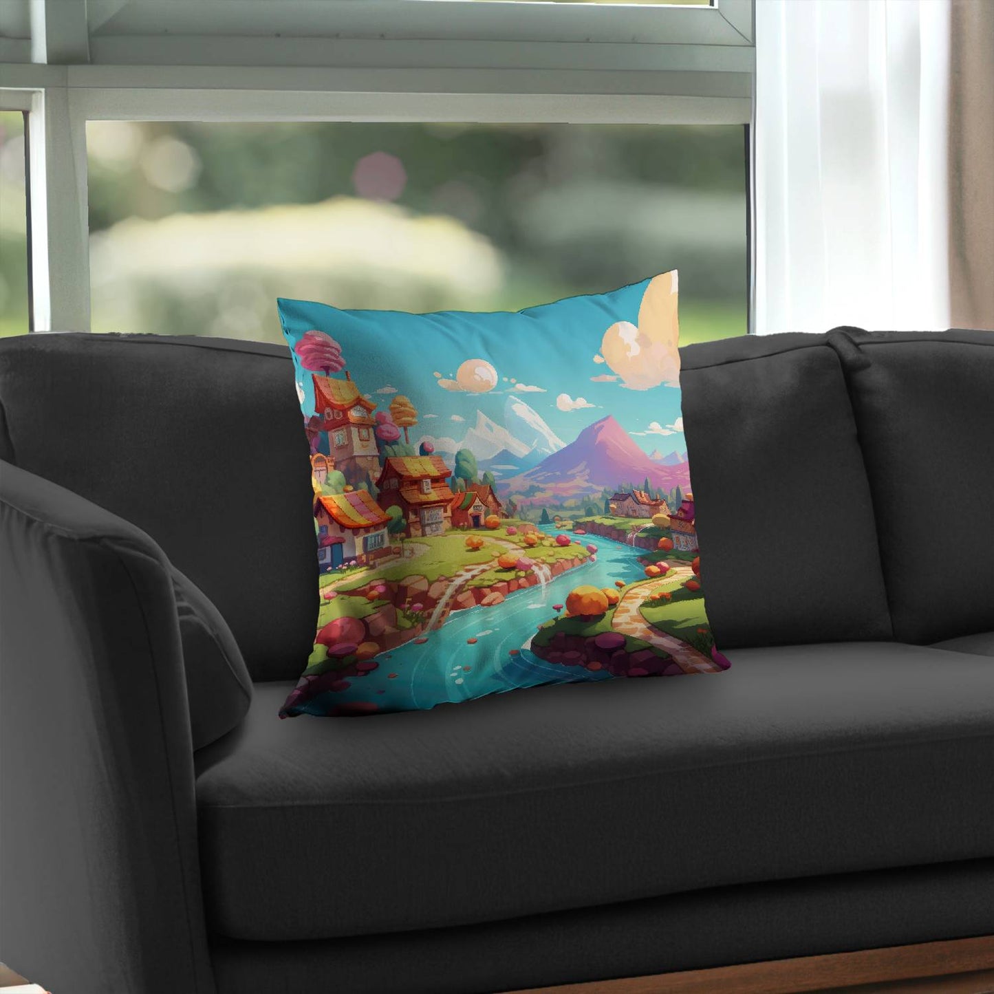 Sweet town Green Poly Twill Throw Pillow Insert for Home Decor