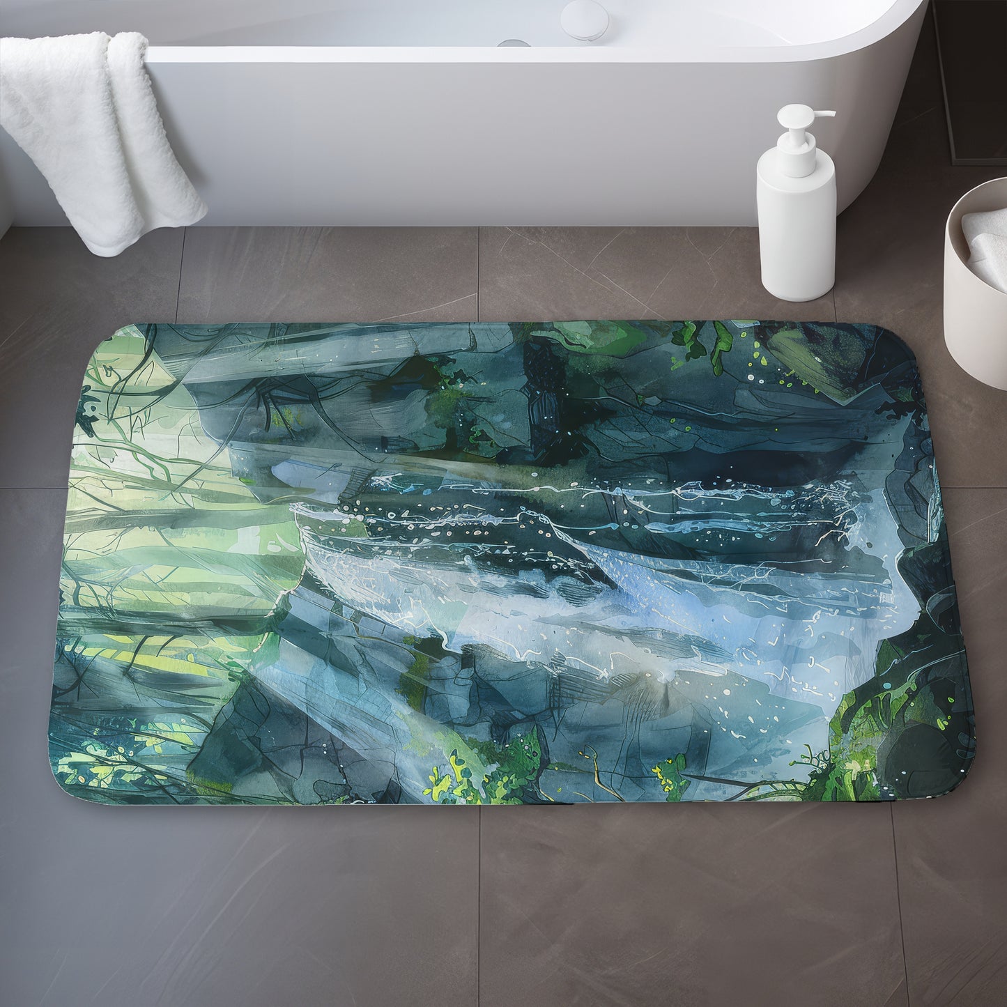 Sleeping fall Blue Bath Mat for Stylish Home Decor | Soft Comfort