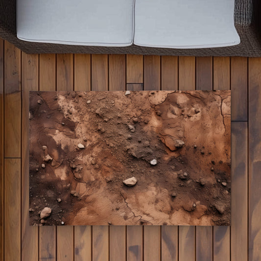 Tapis d'extérieur marron boue et pierres pour la décoration intérieure