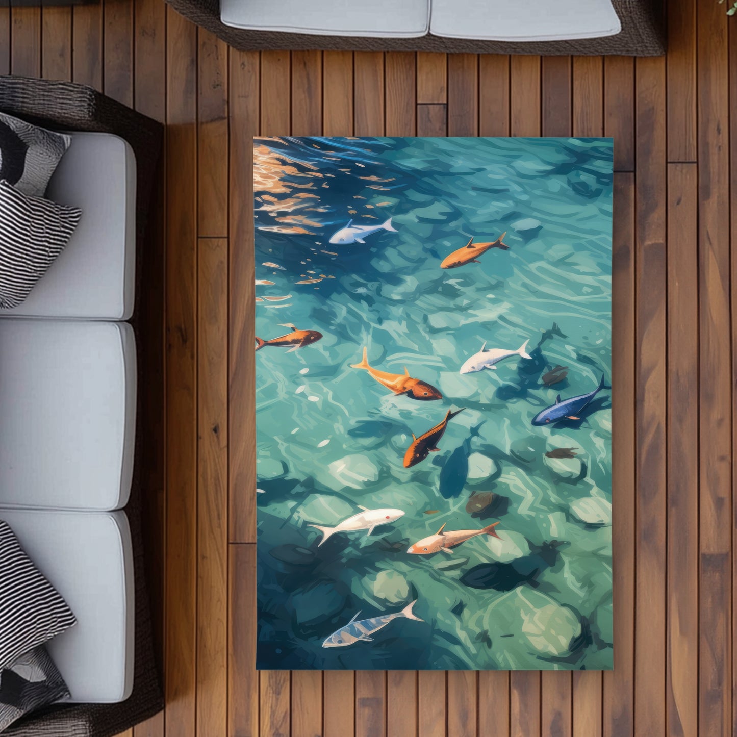 Caustic Fish Orange Outdoor Area Rug | Home Decor Essential