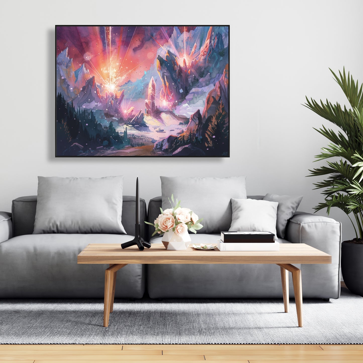 Beaming signal - Framed Canvas - Print on demand
