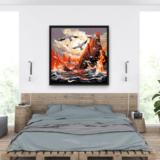 The Escape - Blue Framed Canvas Home Decor Art Piece