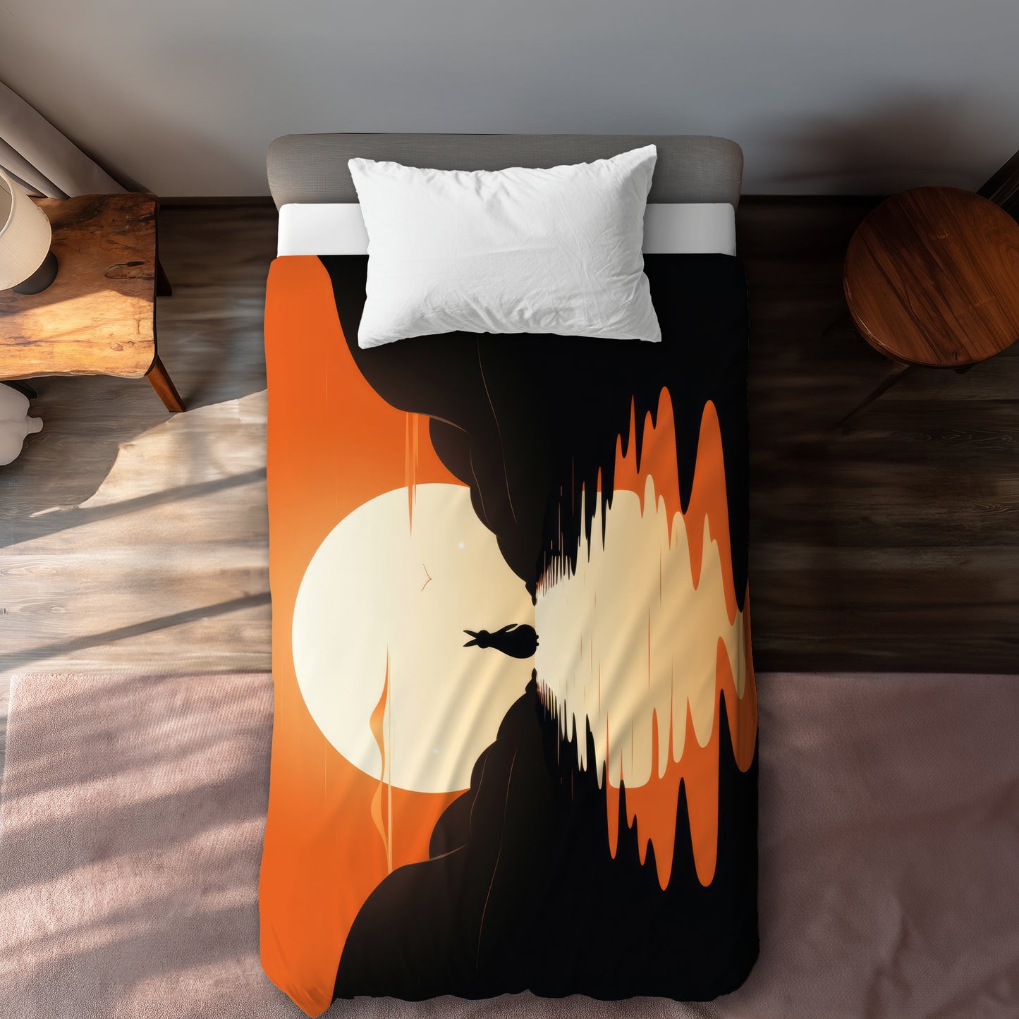 Running Away Black Duvet Cover for Elegant Home Decor