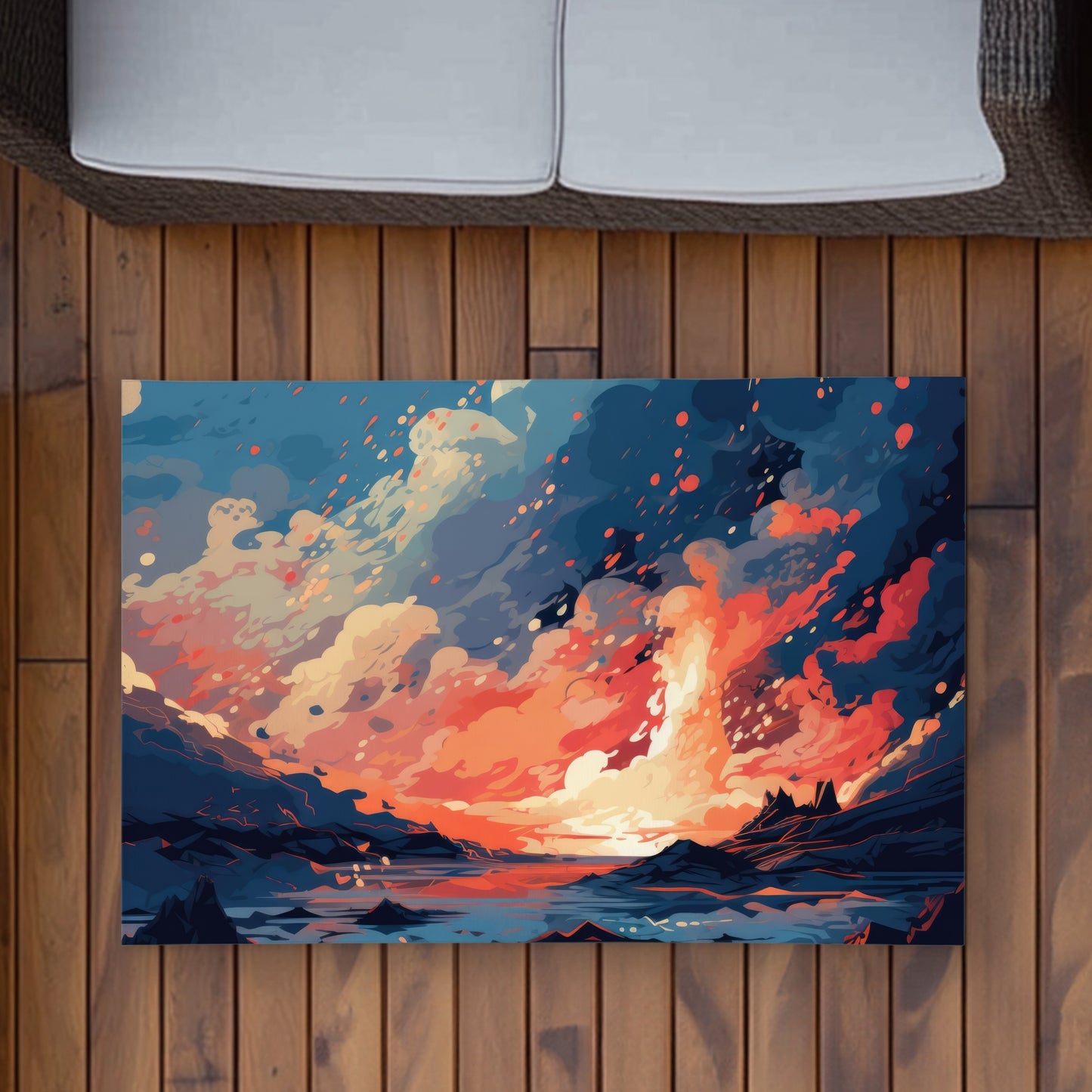 Magma Does Not Wait - Blue Outdoor Area Rug for Home Decor