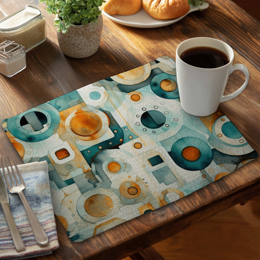 Decomposed Porthole - Turquoise Braided Polyester Placemat