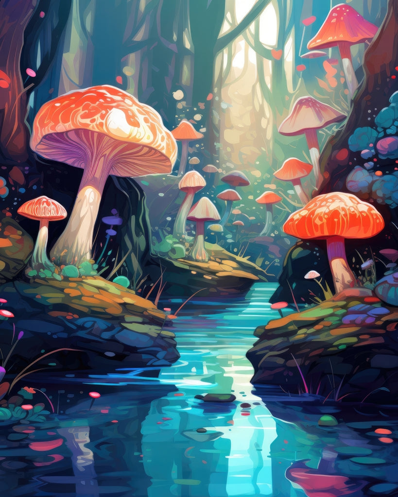 Whimsical forest - Framed Canvas - Print on demand
