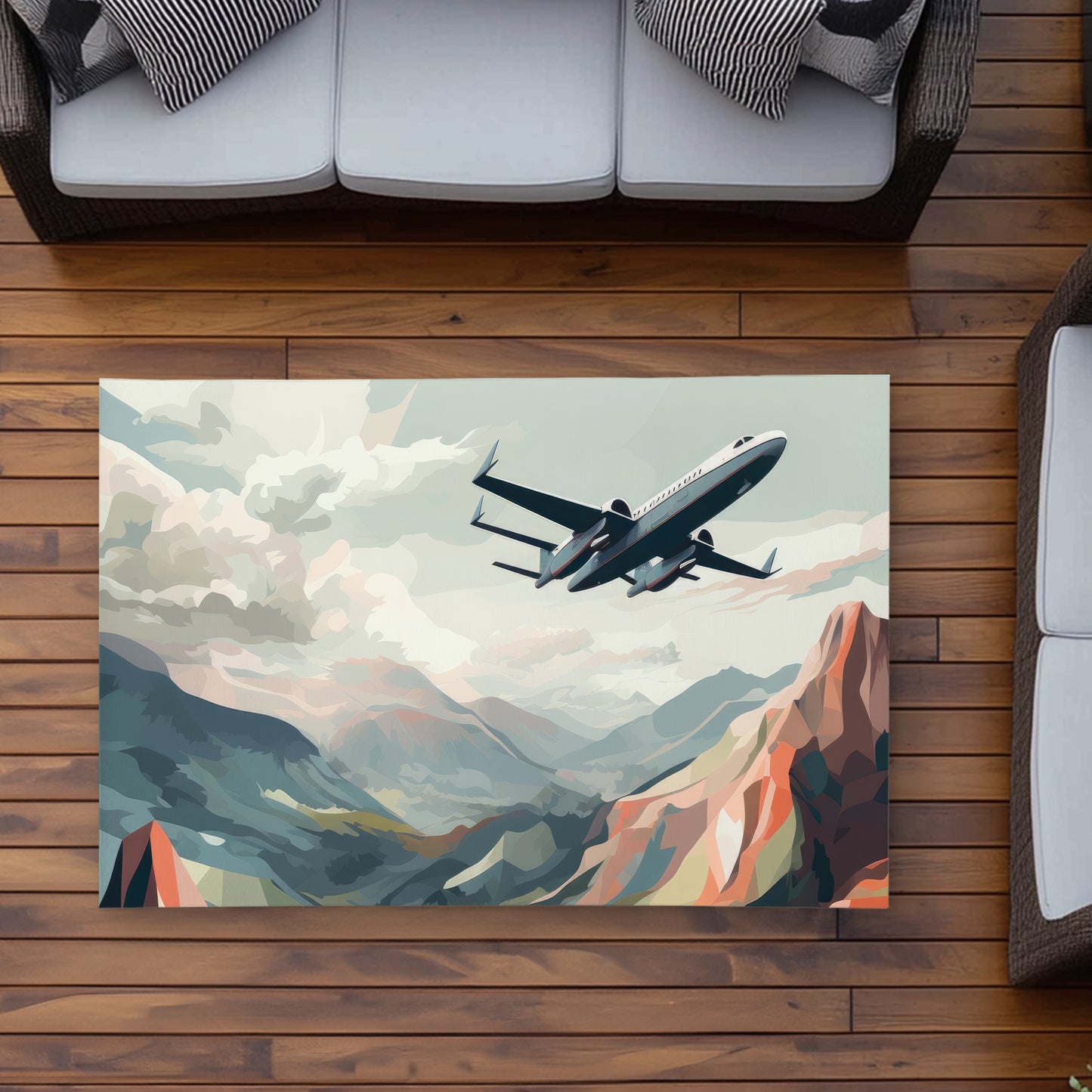 Shallow Flight Beige Outdoor Area Rug | Home Decor Essentials