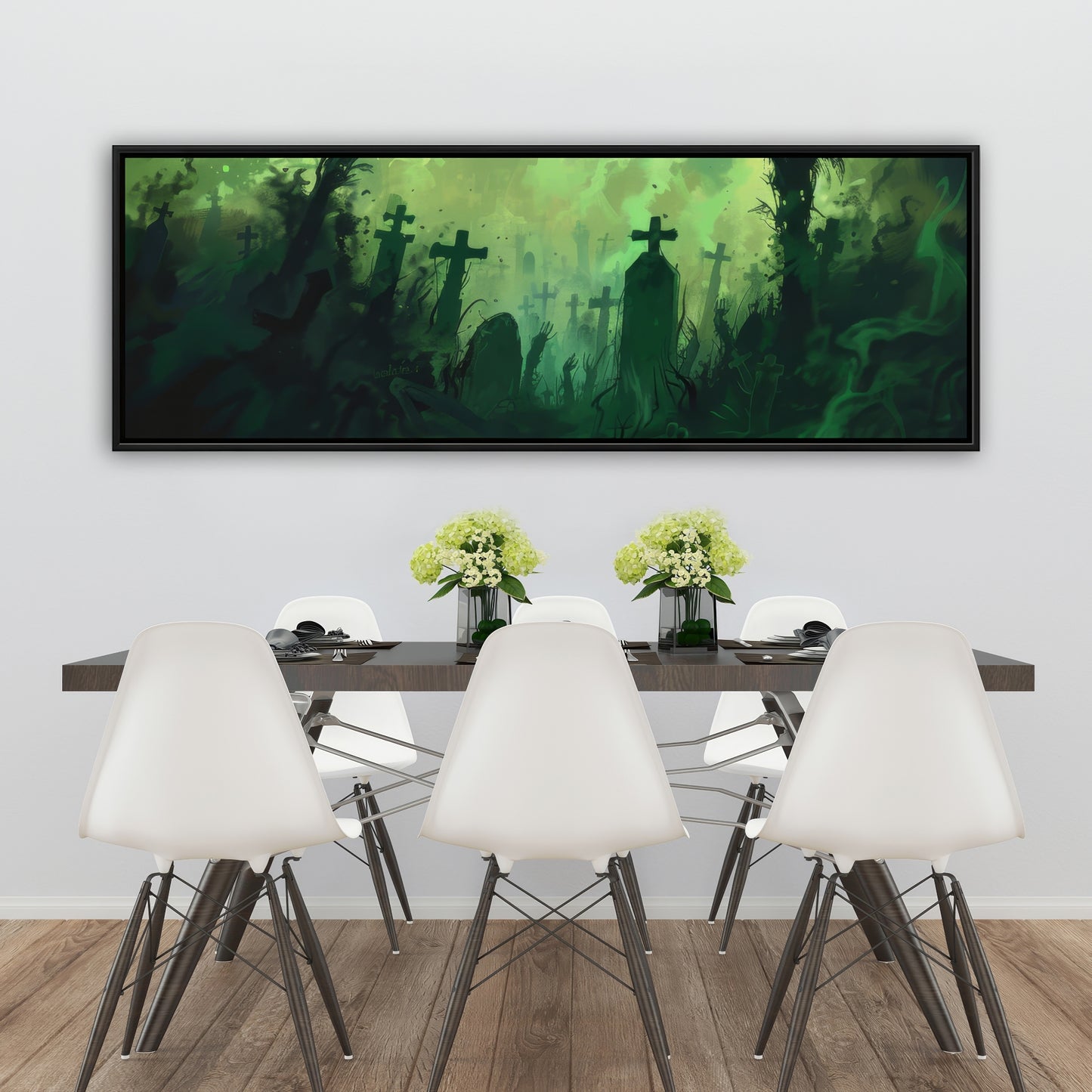 Reaching Hell - Turquoise Framed Canvas | Home Decor Art