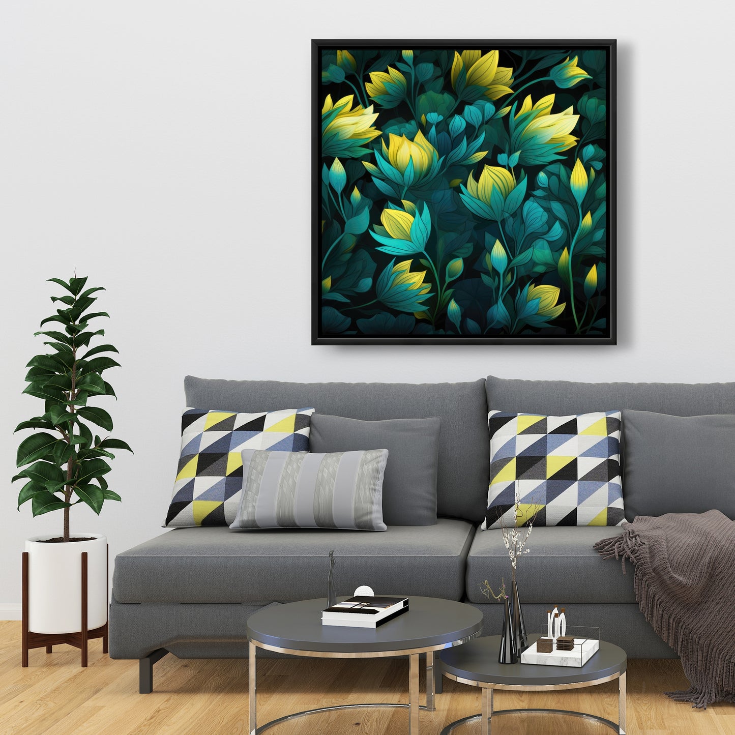 Intense Bloom - Yellow Framed Canvas for Home Decor
