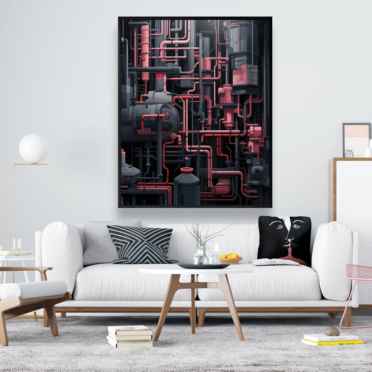 Dark pipes - 36"x36" Framed canvas