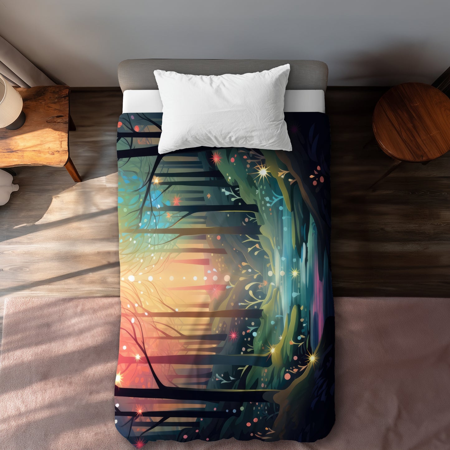 Magical Forest Beige Duvet Cover | Elegant Home Decor