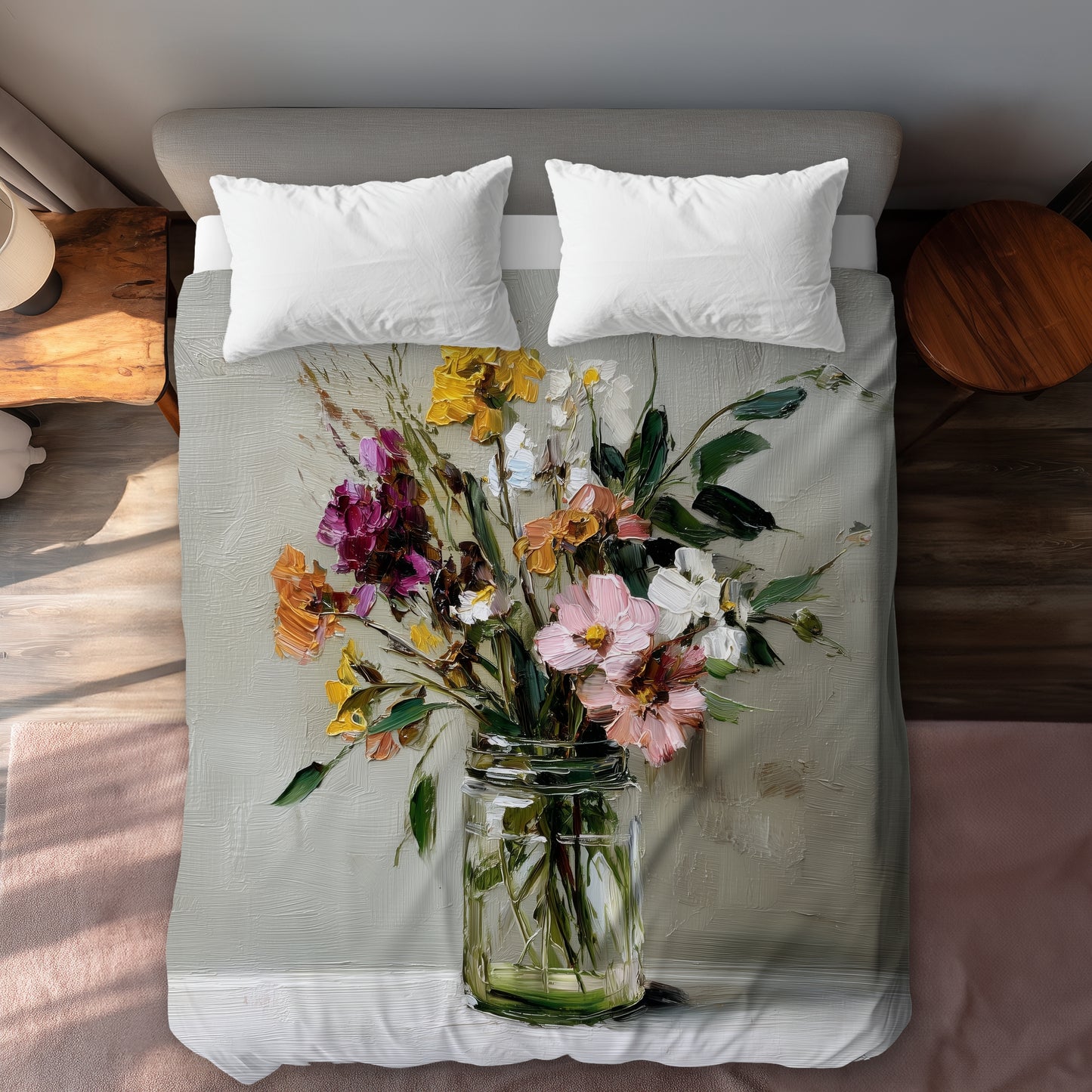 Still Life Green Duvet Cover - Elegant Home Decor Accent