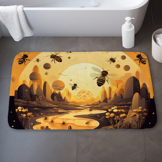 Planète ruche - Tapis de bain 21"x34"