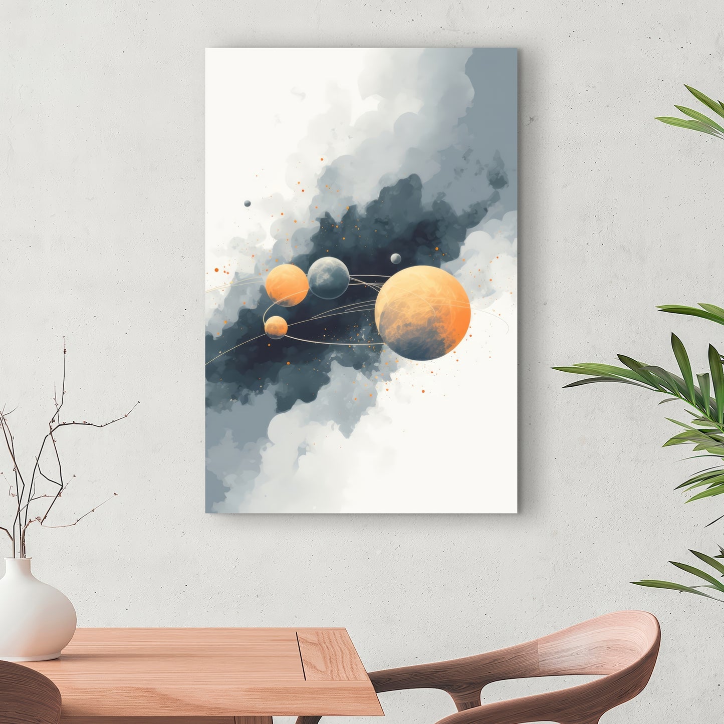 Circle of Planets - White Canvas Home Decor Wall Art