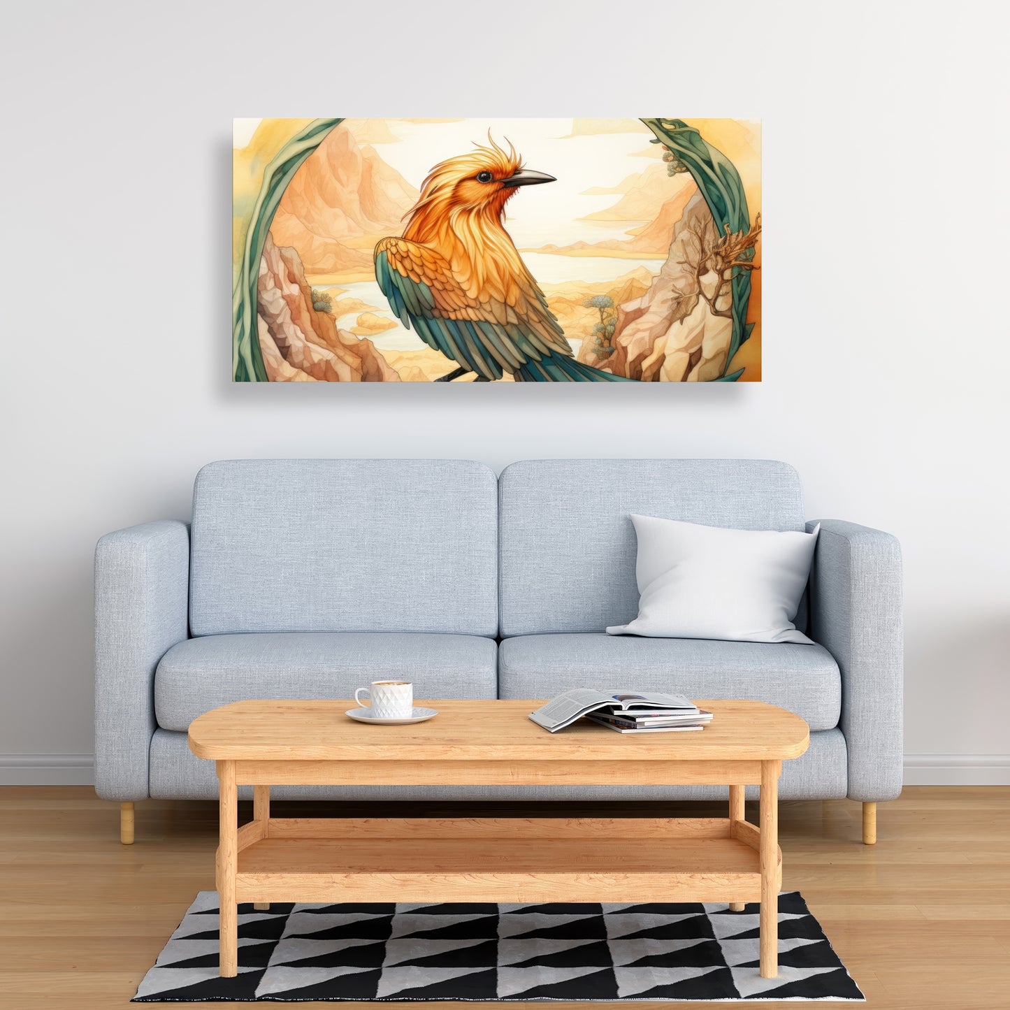 Perched bird - 32"x32" Canvas
