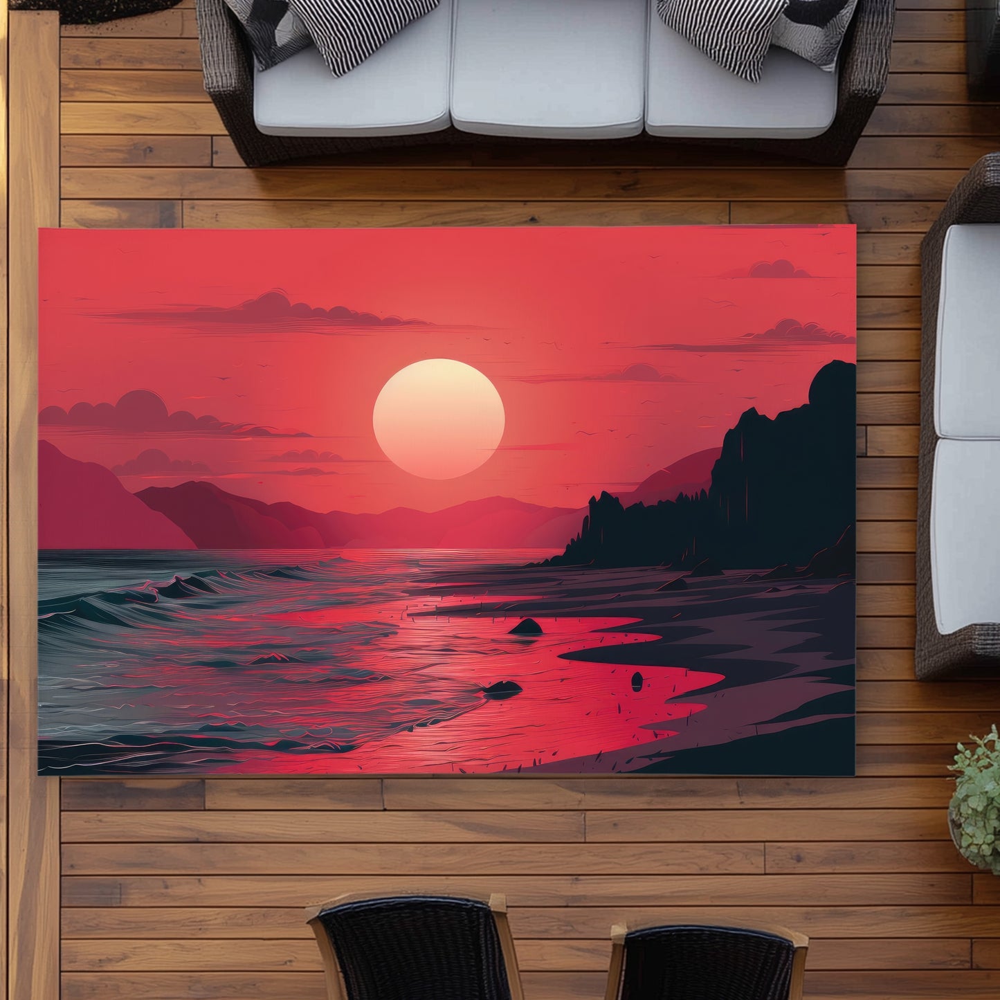 Red sky Outdoor Area Rug - Stylish Red Home Decor Accent