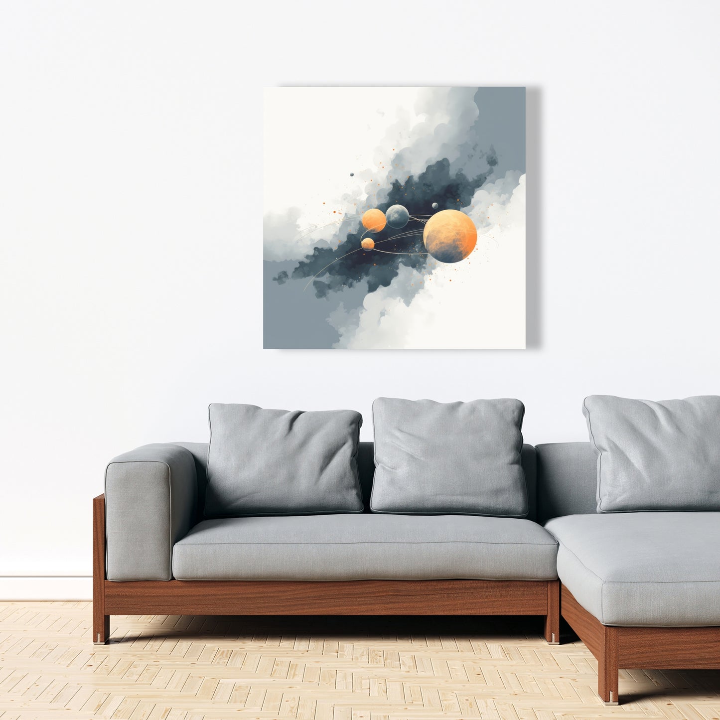 Circle of Planets - White Canvas Home Decor Wall Art