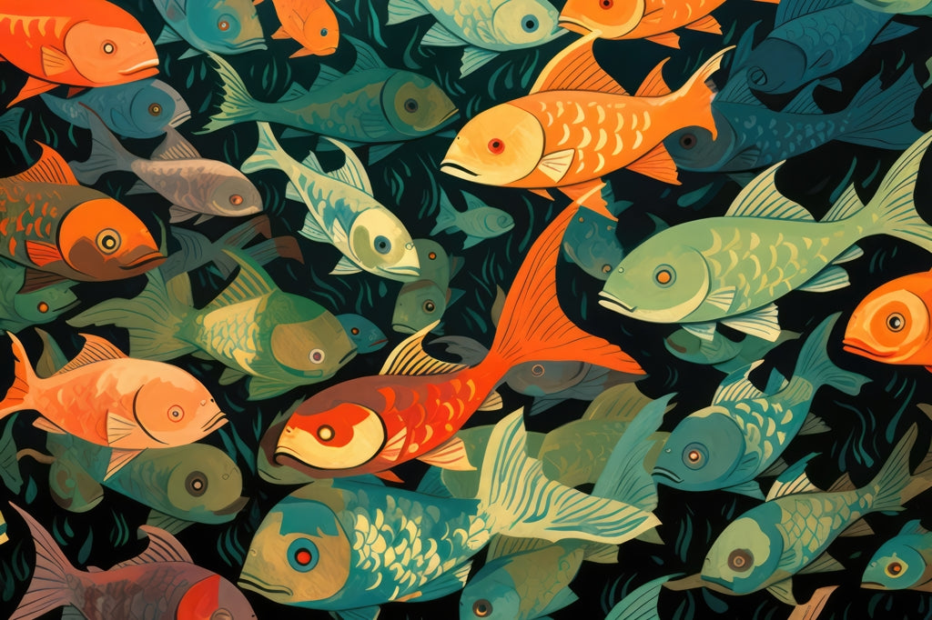 Simple Fishes Black Outdoor Area Rug | Home Decor Essentials