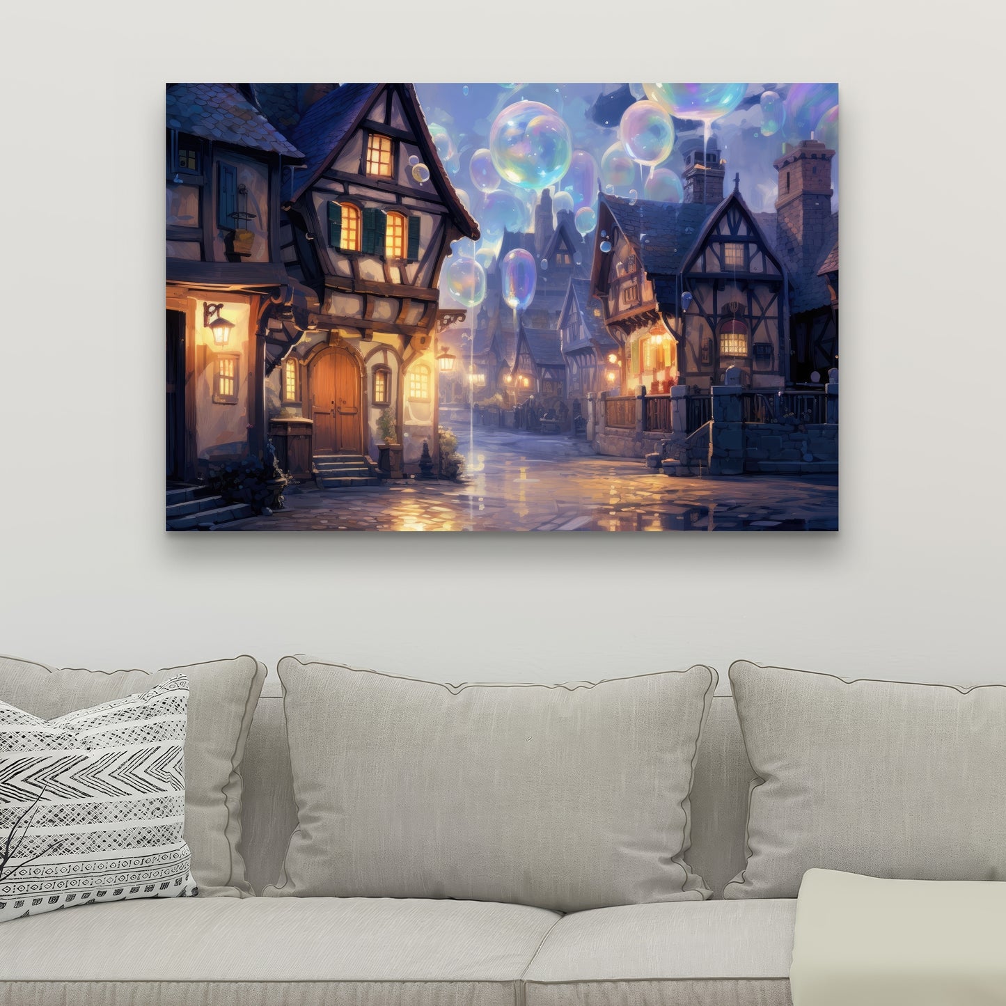 Bloopy Town - Purple Canvas Art for Home Decor | Unique Design