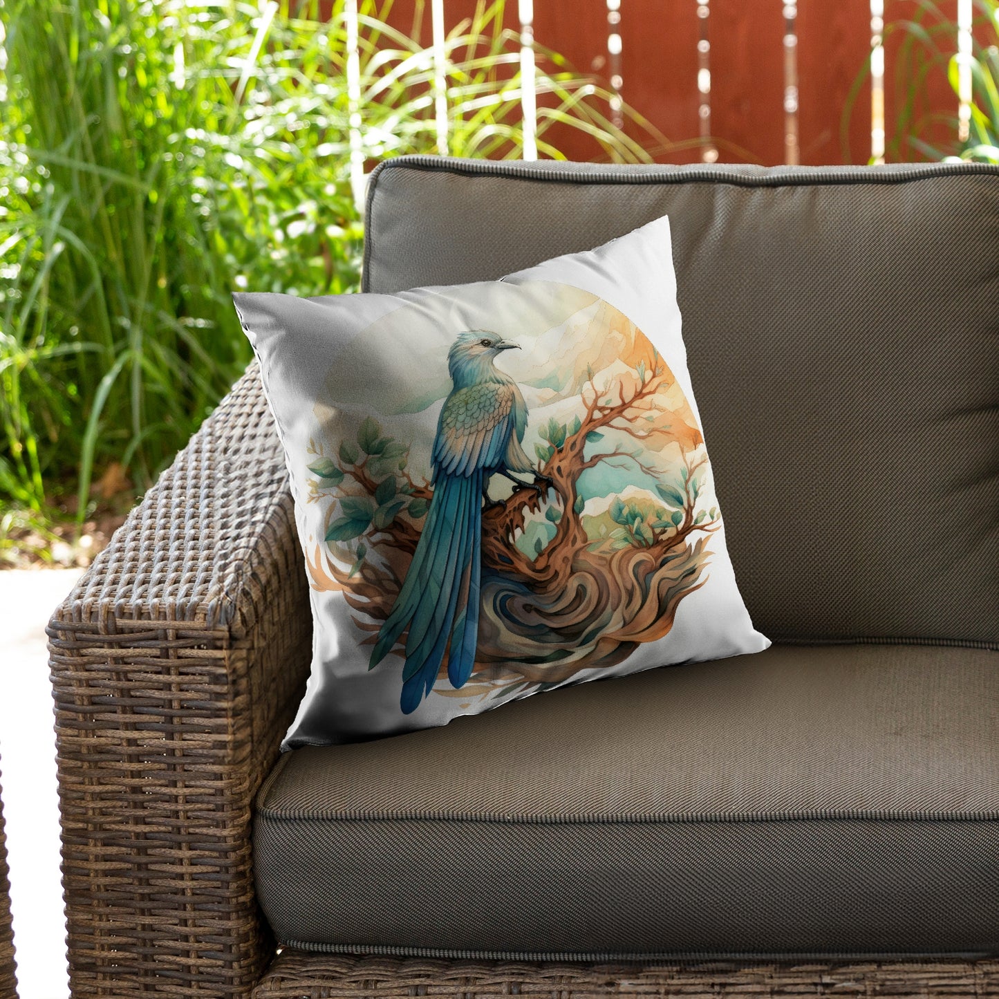 Perched Orange Poly Twill Throw Pillow Insert for Home Decor