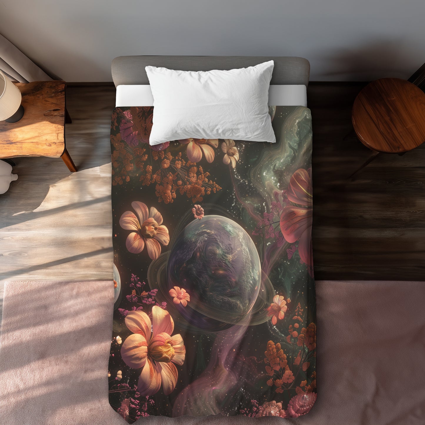 Flower space - 88"x88" Duvet Cover