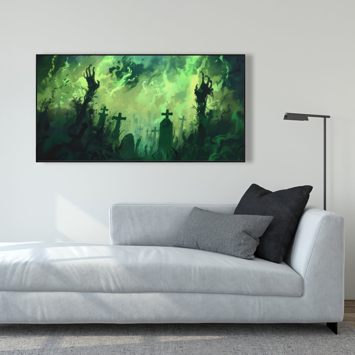 Reaching Hell - Turquoise Framed Canvas | Home Decor Art