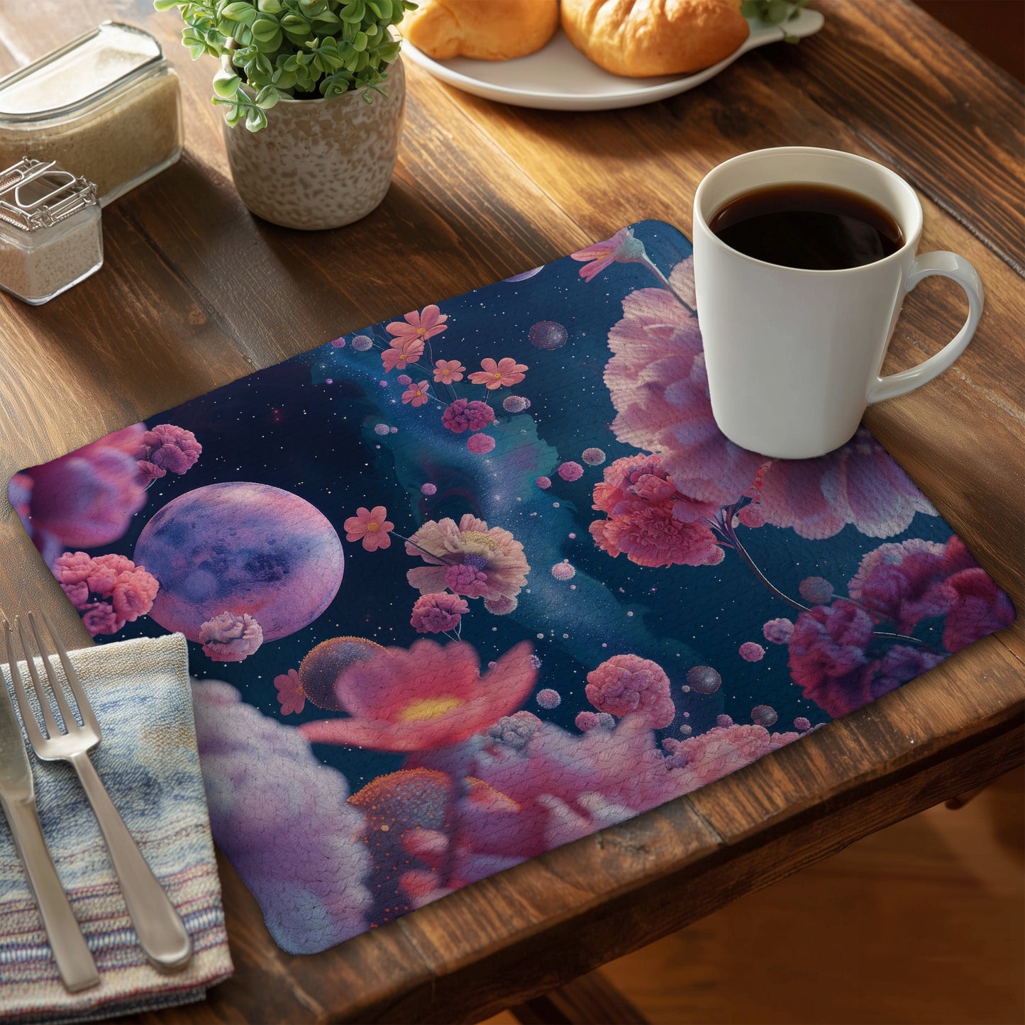 Pink Void - Braided Polyester Placemat for Home Decor