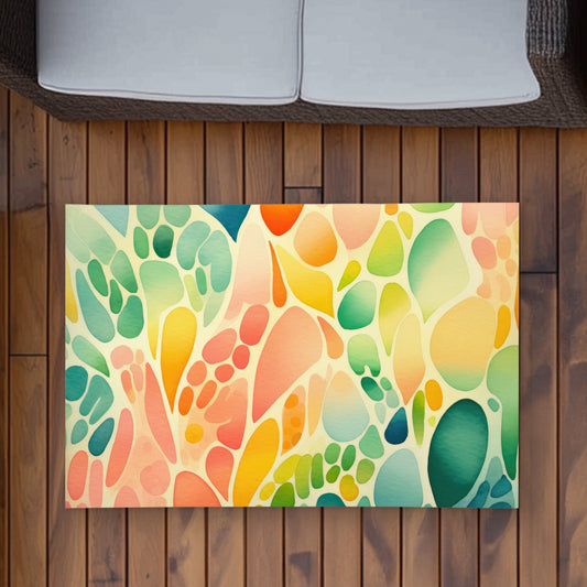 Organic Fruits Turquoise Outdoor Area Rug | Home Decor Essentials