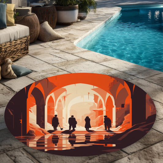 Faith Restored White 5' Round Outdoor Area Rug for Home Decor