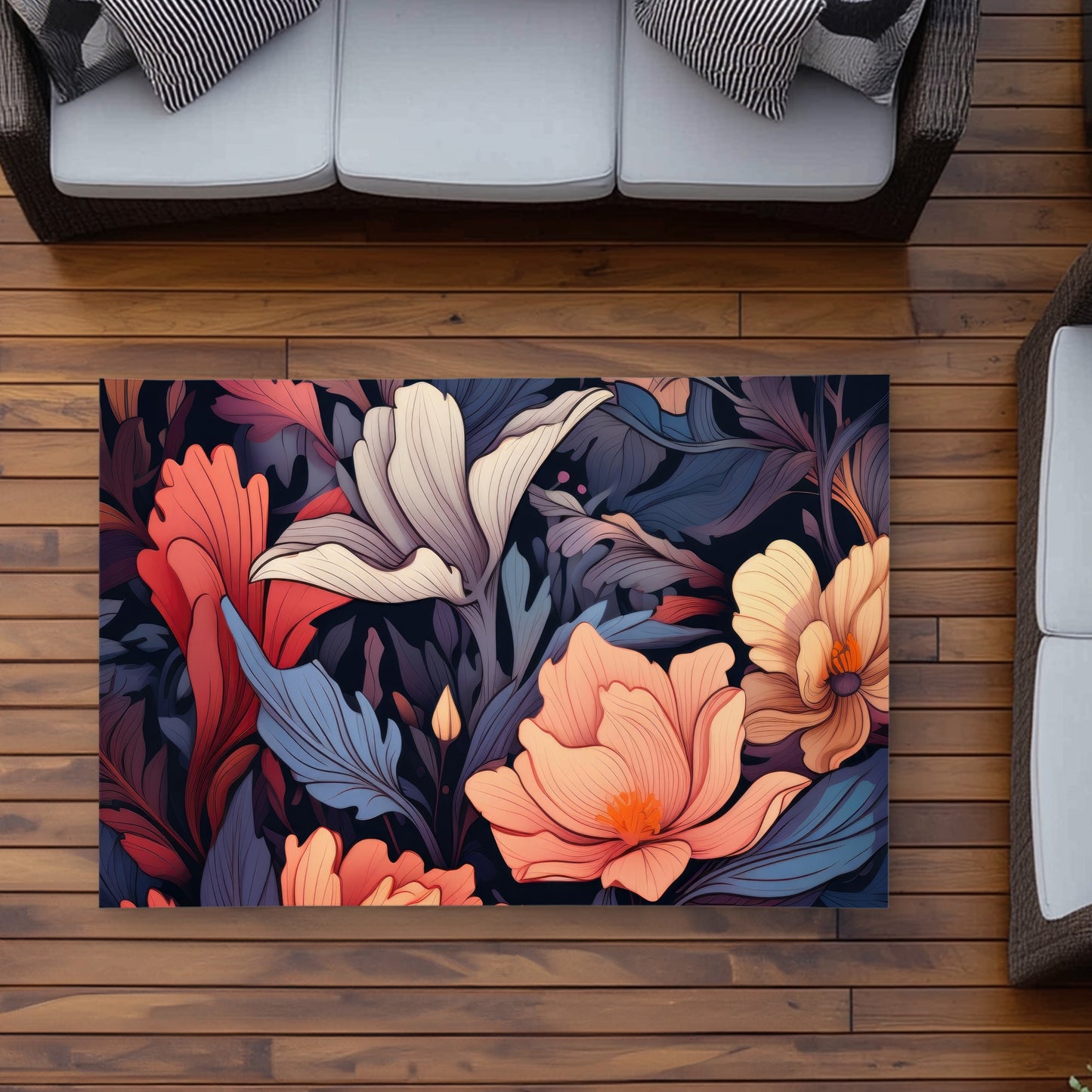 Blooming Uninterrupted - Orange Outdoor Area Rug for Home Decor