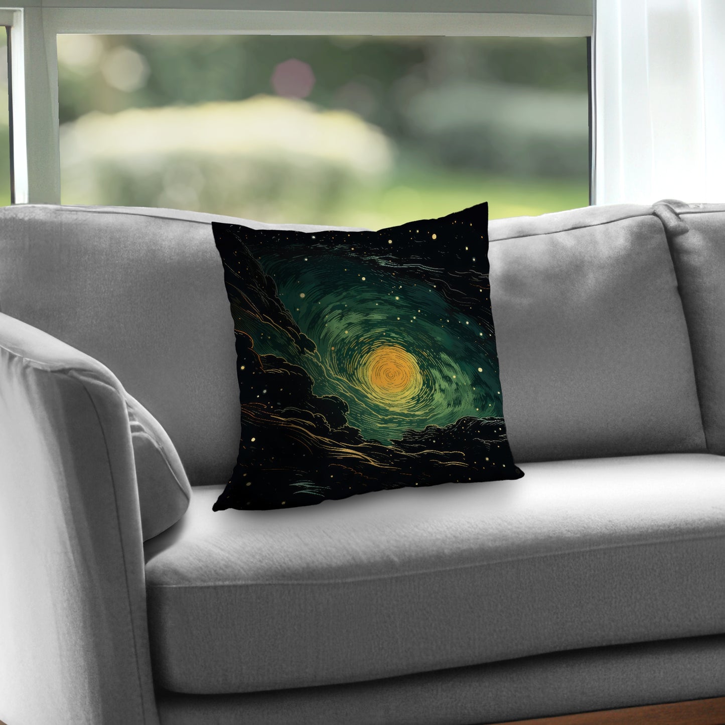 Turmoil in Space Black Poly Twill Throw Pillow | Home Decor