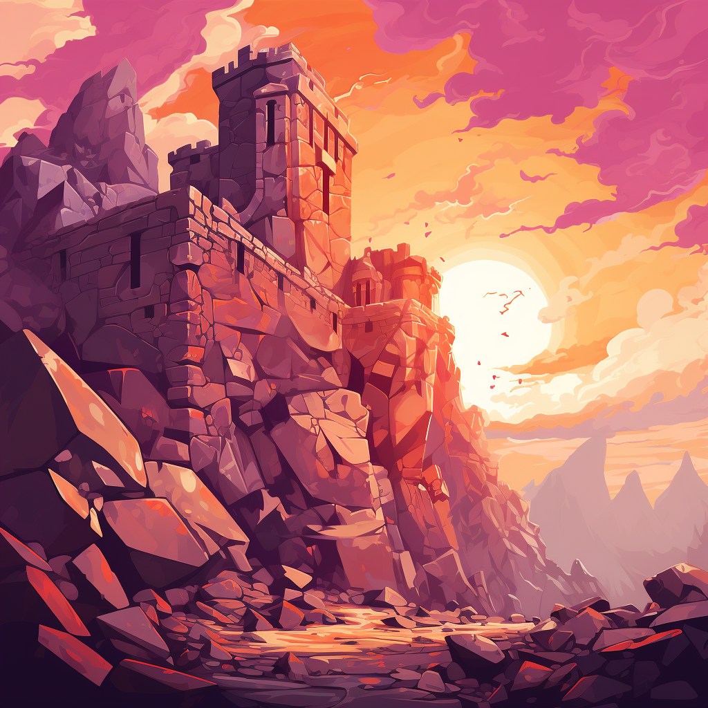 The Setting Rampart - Pink Framed Canvas for Home Decor