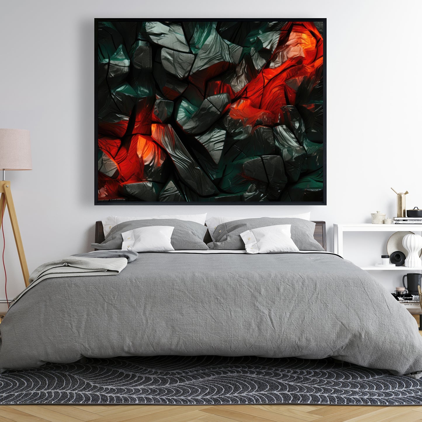 Hiding Under - Red Framed Canvas for Home Decor | Stylish Art