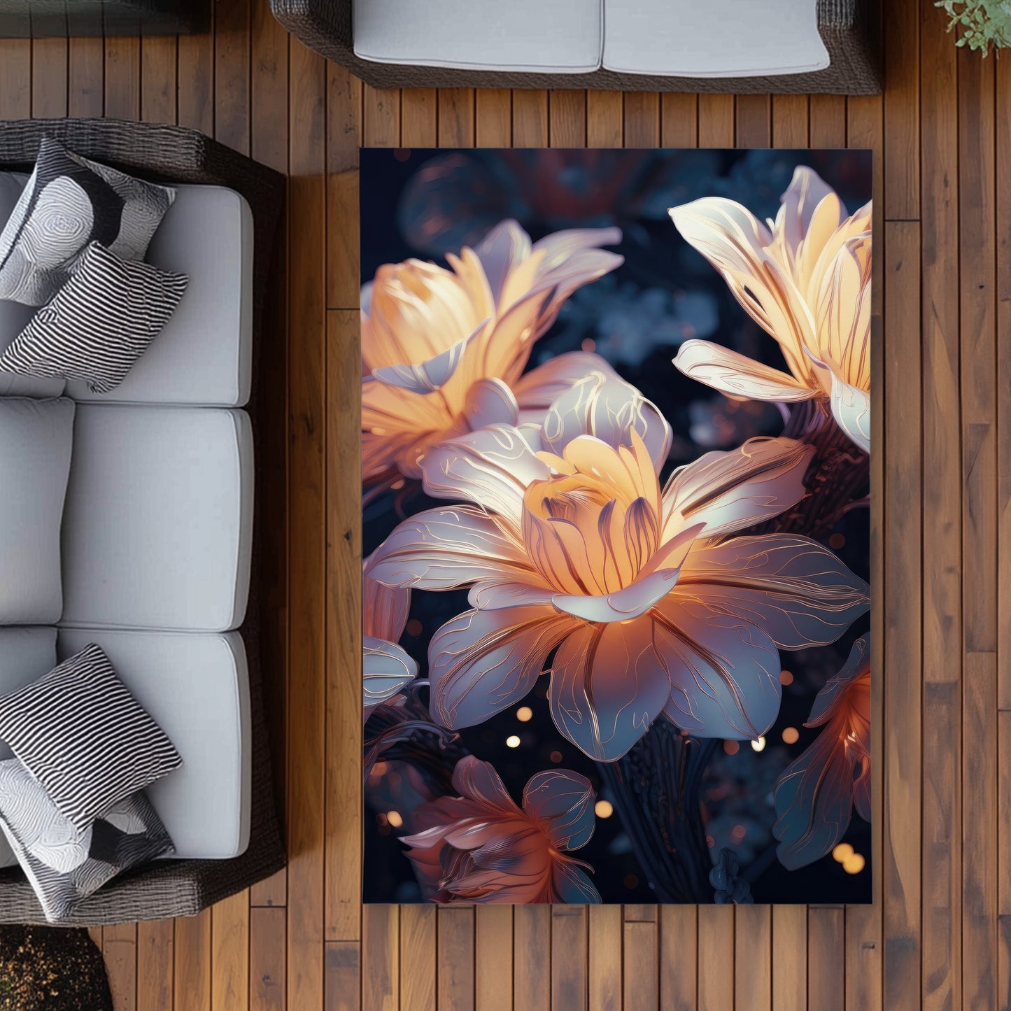 Pixie flowers Black Outdoor Area Rug for Home Decor - Durable