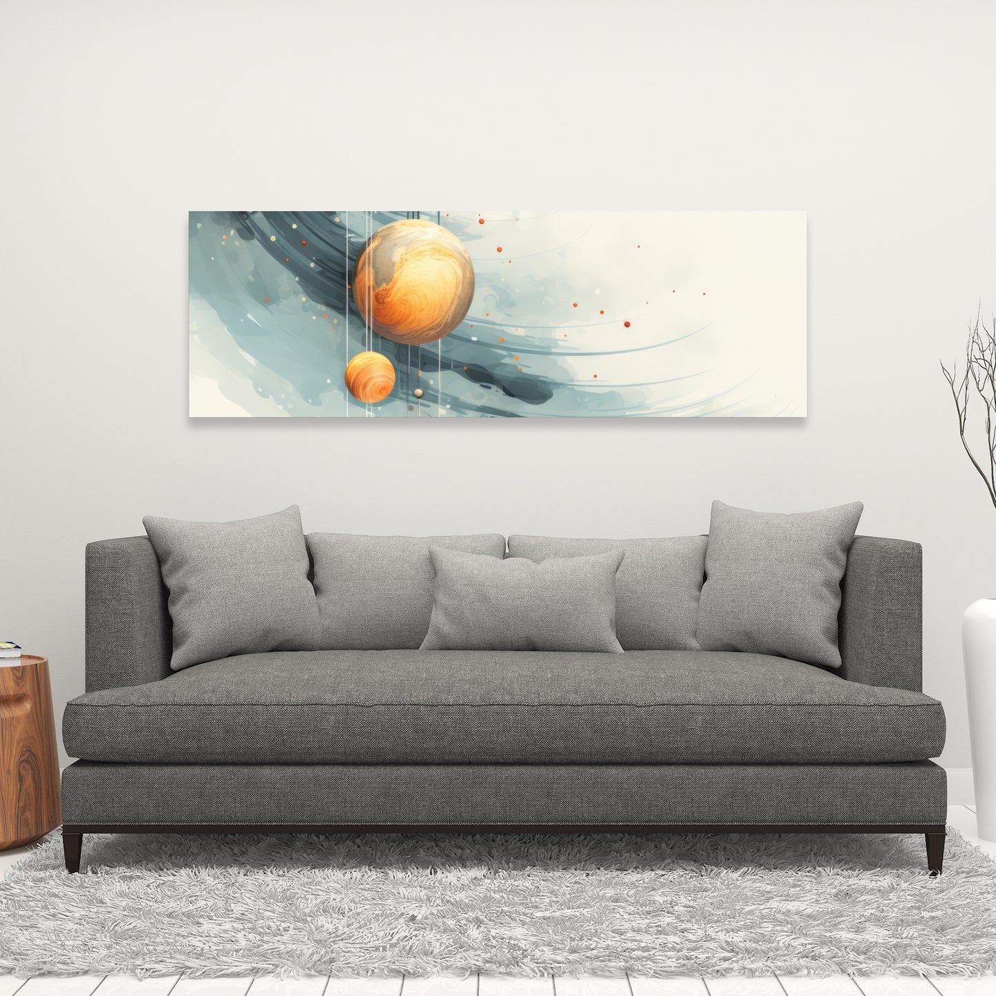 Hanging Planets - Blue Canvas Art for Home Decor | Unique Wall Art
