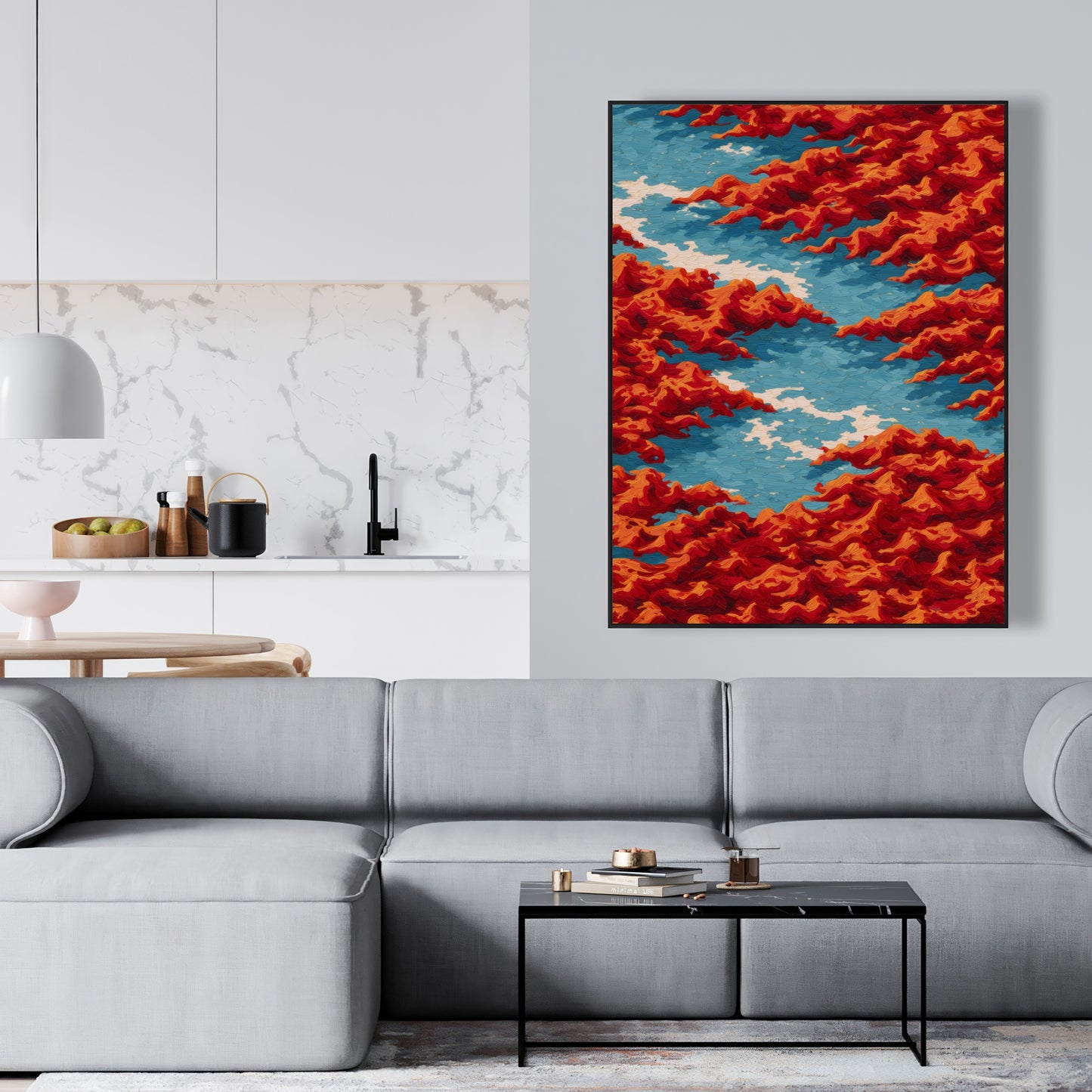 Red mounds - 24"x24" Framed canvas